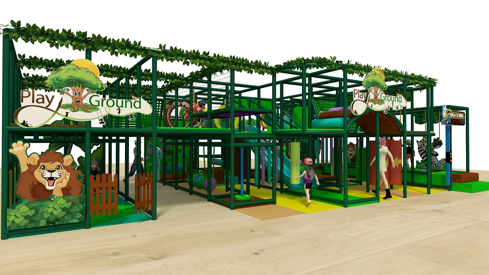 2 Level Custom Brand Jungle Playscape