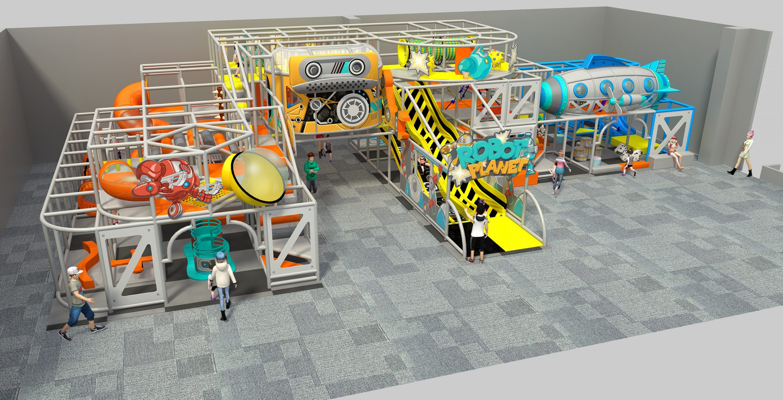 3 Level Robot Planet Custom Indoor Playground