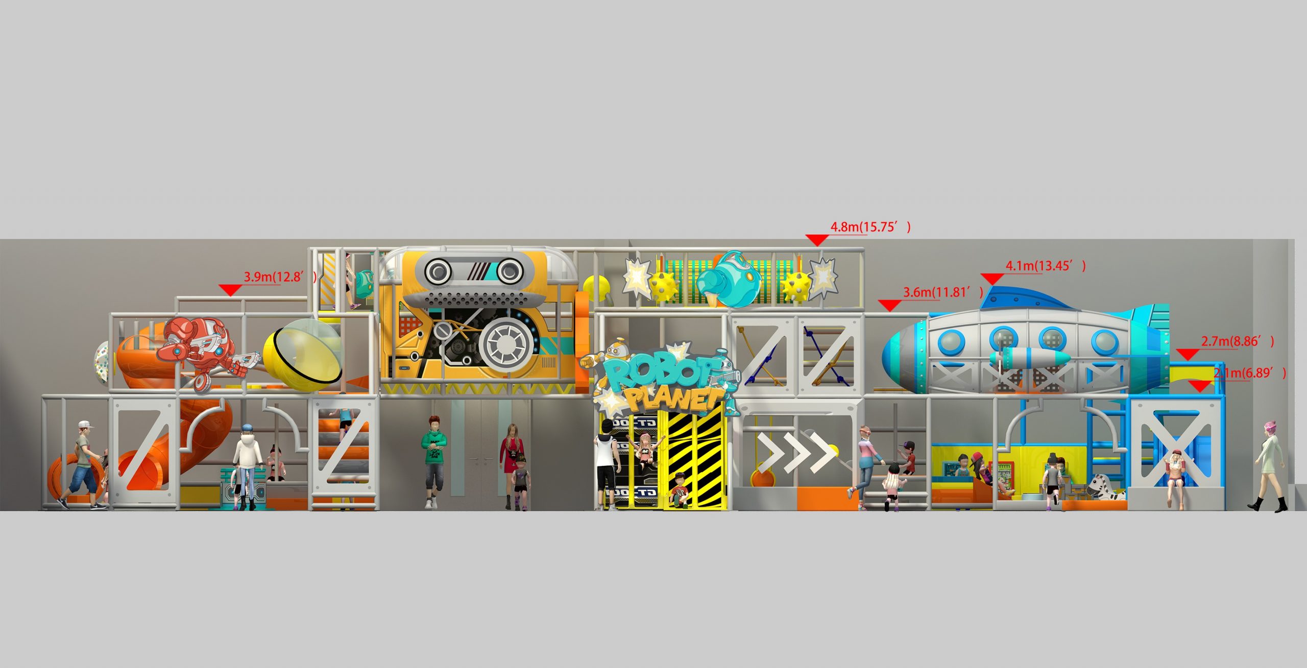 3 Level Robot Planet Custom Indoor Playground - Image 3