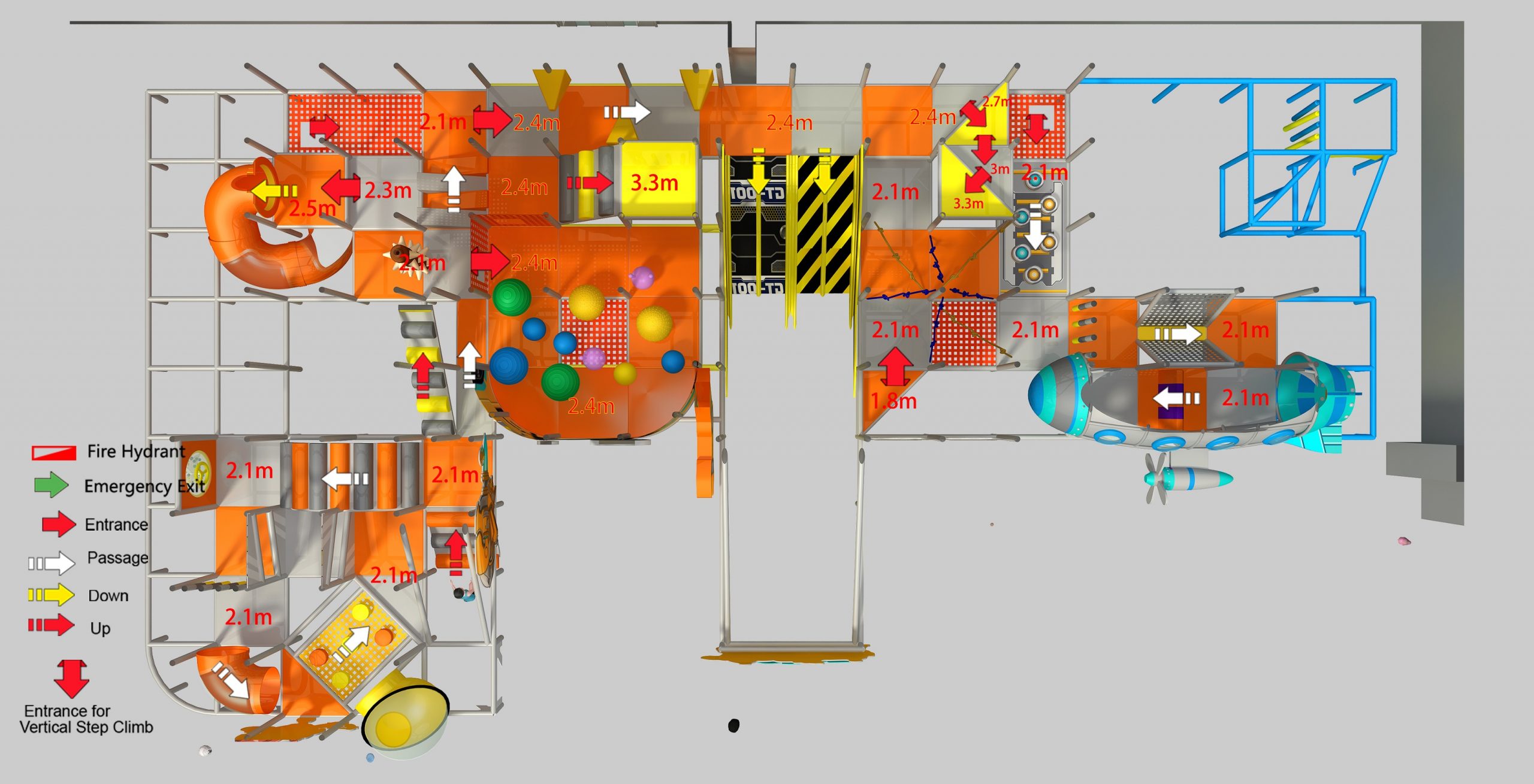 3 Level Robot Planet Custom Indoor Playground - Image 9