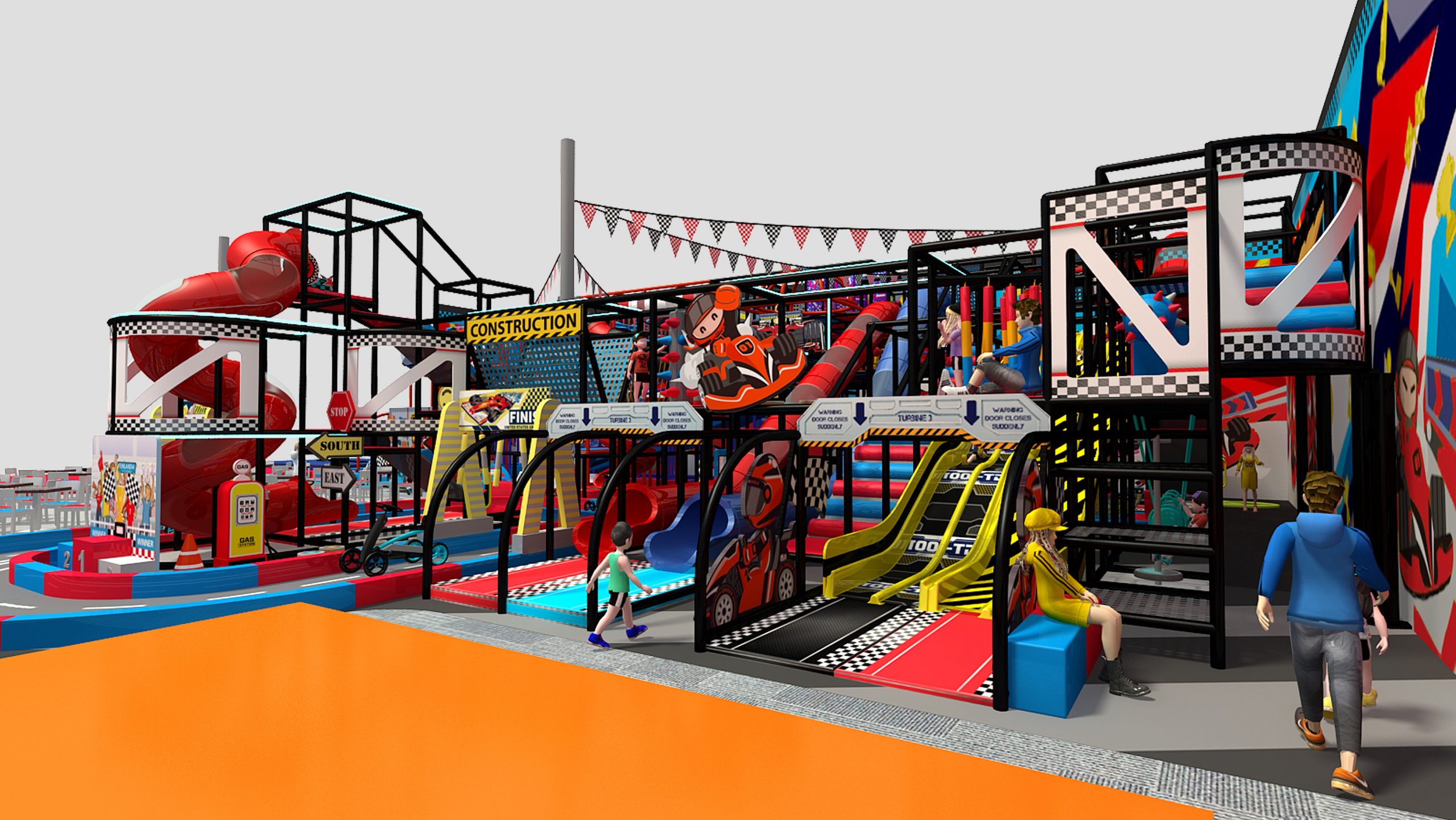 Enormous 4 Level Race Themed Playscape - Image 8
