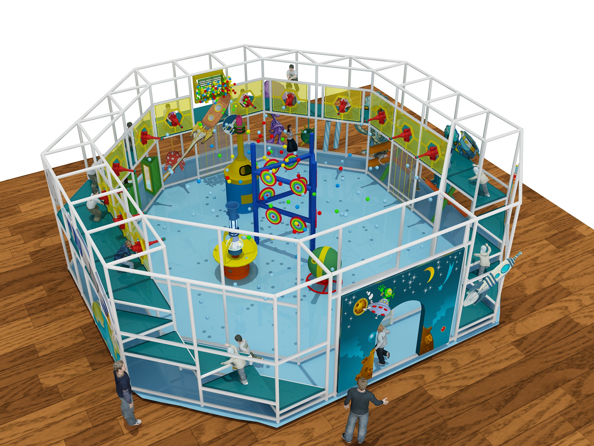 2 Story Space Theme Ballistic Ball Blaster Indoor Playscape